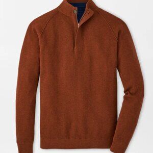 Peter Millar 1/4 Zip Crown Sweater Davenport Basketweave Cider Size S NWT